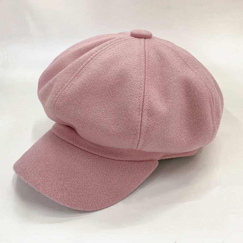 Ottekantet hat pige britisk stil kvinder fritid top cap: Lyserød