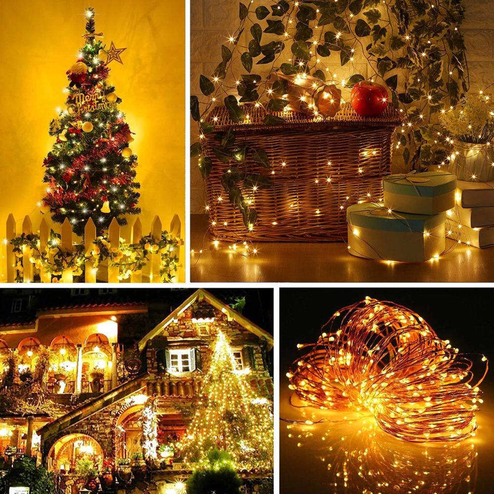5M 10M Sound Activated LED Music String Lights Battery/USB Operated Copper wire Christmas ligths for home Wedding Party