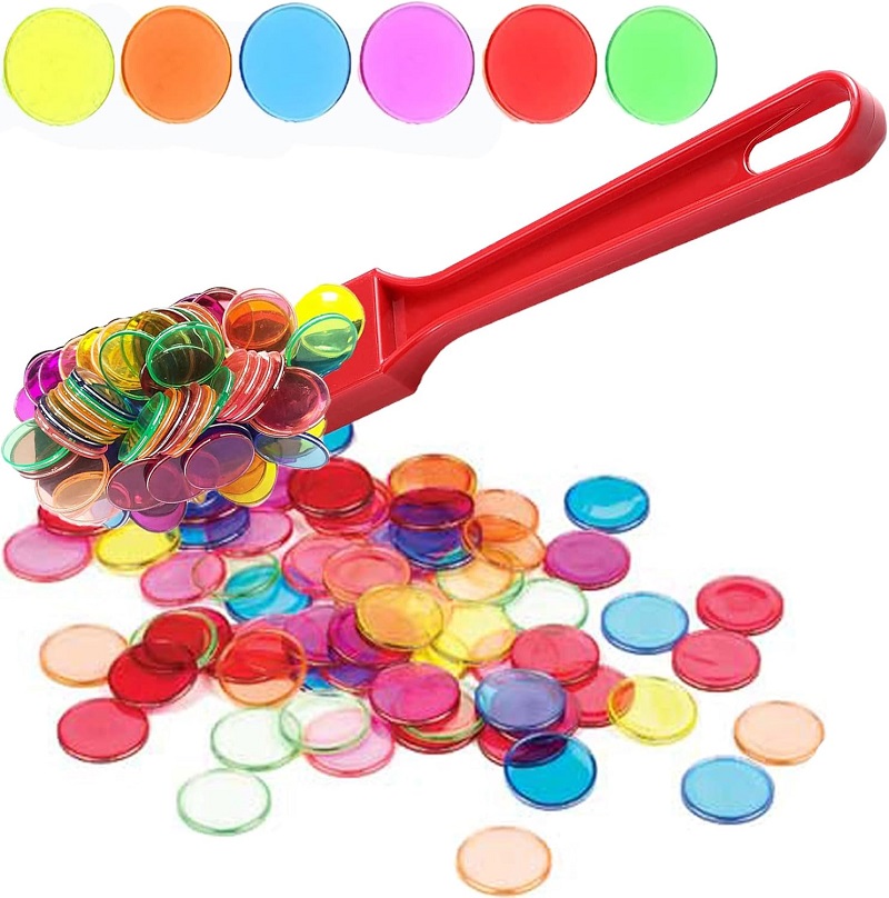 100 stuks magnetische bingoset, metalen chips met ring, kunststof