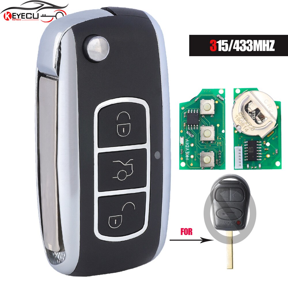 KEYECU Free Programming Upgraded Remote Car Key Fob 315/433MHz ID44 Chip for Land Rover Range Rover 2002-2006 /Sport 2006