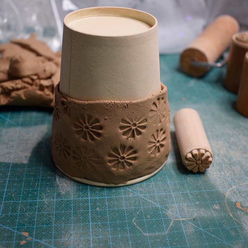 2cm Mini Daicy Flower Wood Stamp Pottery Tools,Clay Emboss Pattern Block Chapter Stamp,Ceramic Texture Art Supplies
