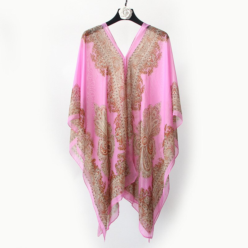 Châle en soie multifonctionnel pour femmes, écharpe magique en mousseline de soie, protection solaire, serviette de plage super longue, polyvalente: Rose