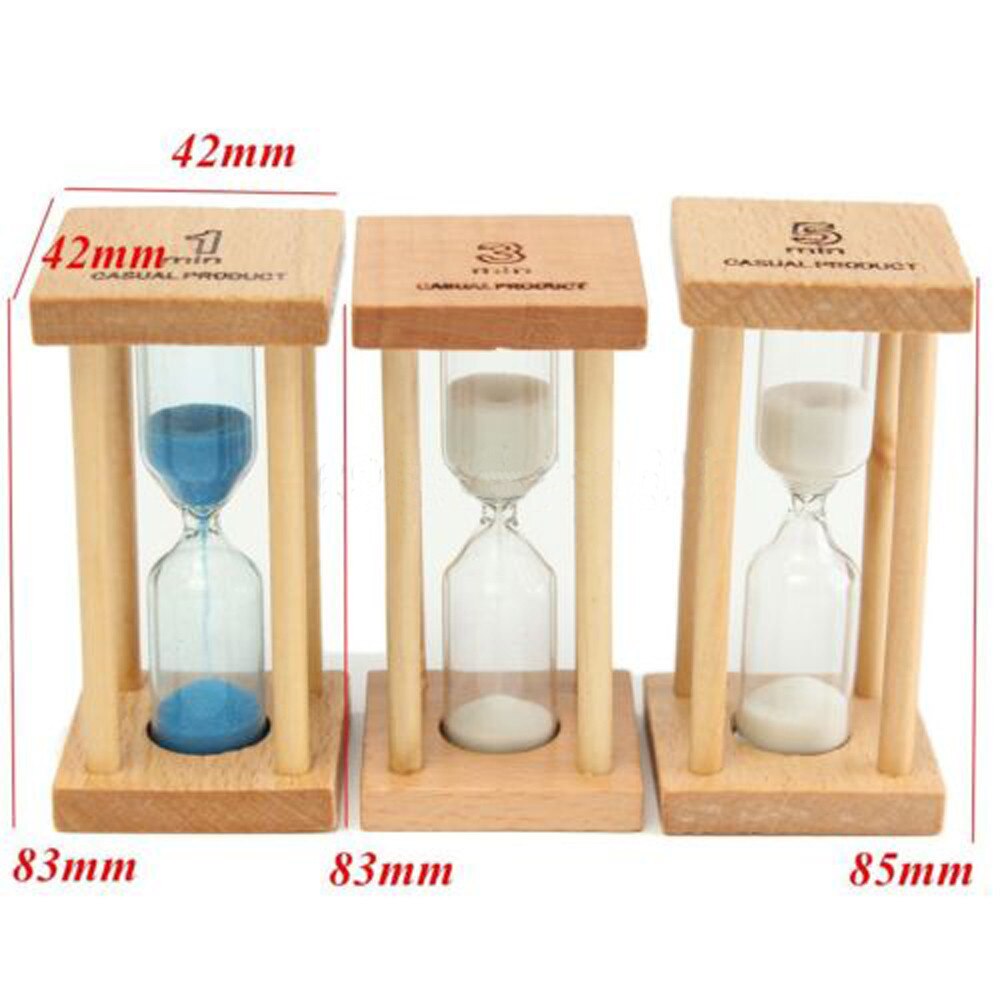1/3/5 min tre timeglass sandpynt mahogny timeglass håndverk tidtaker klokker til kjøkken hjemmekontor dekorasjon  g726