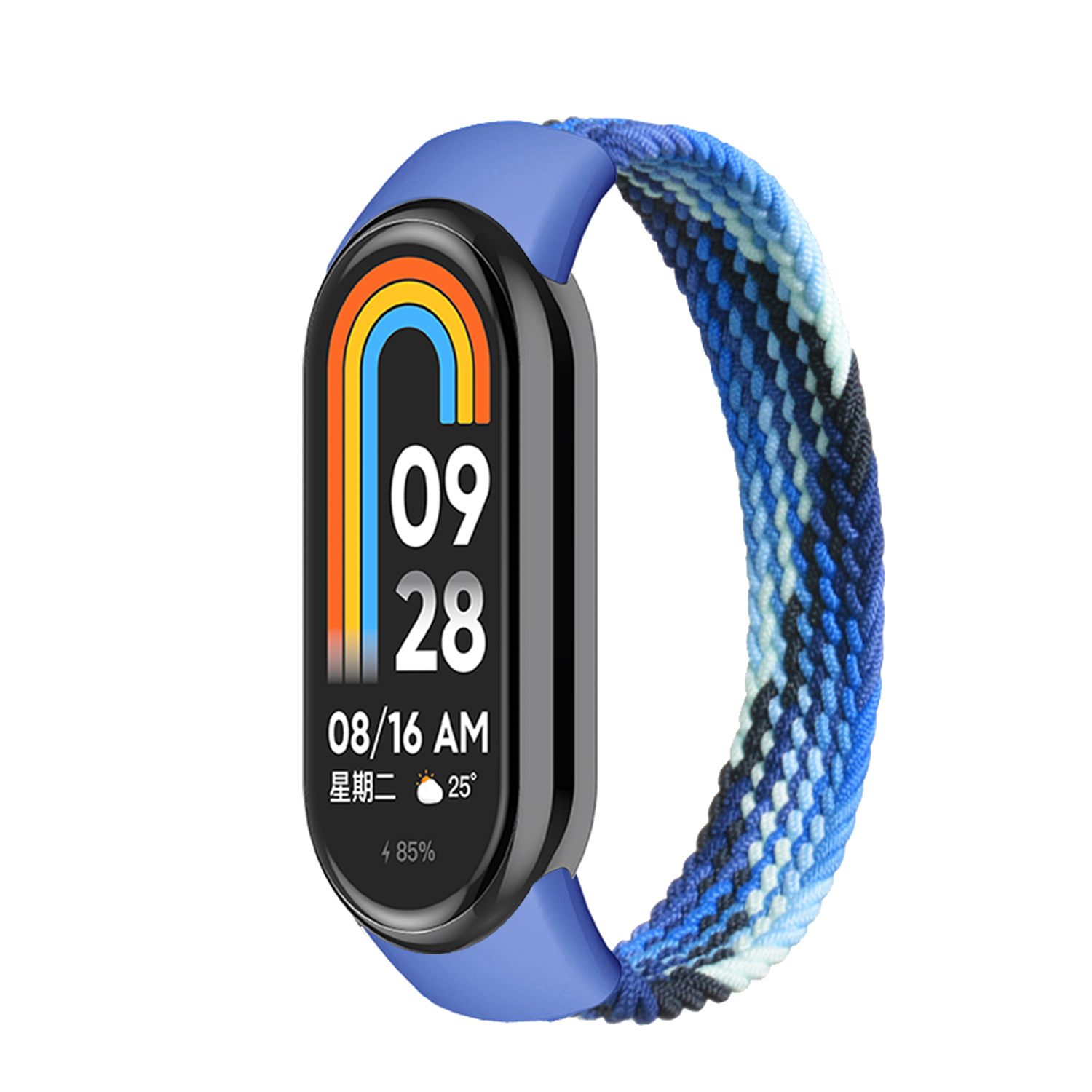 Braided Solo Loop for Xiaomi Mi Band 9 Strap Replacement accessories Elastic Nylon Watchbands correa bracelet for Miband9 8 NFC: black / 4 - 6.9 Inches