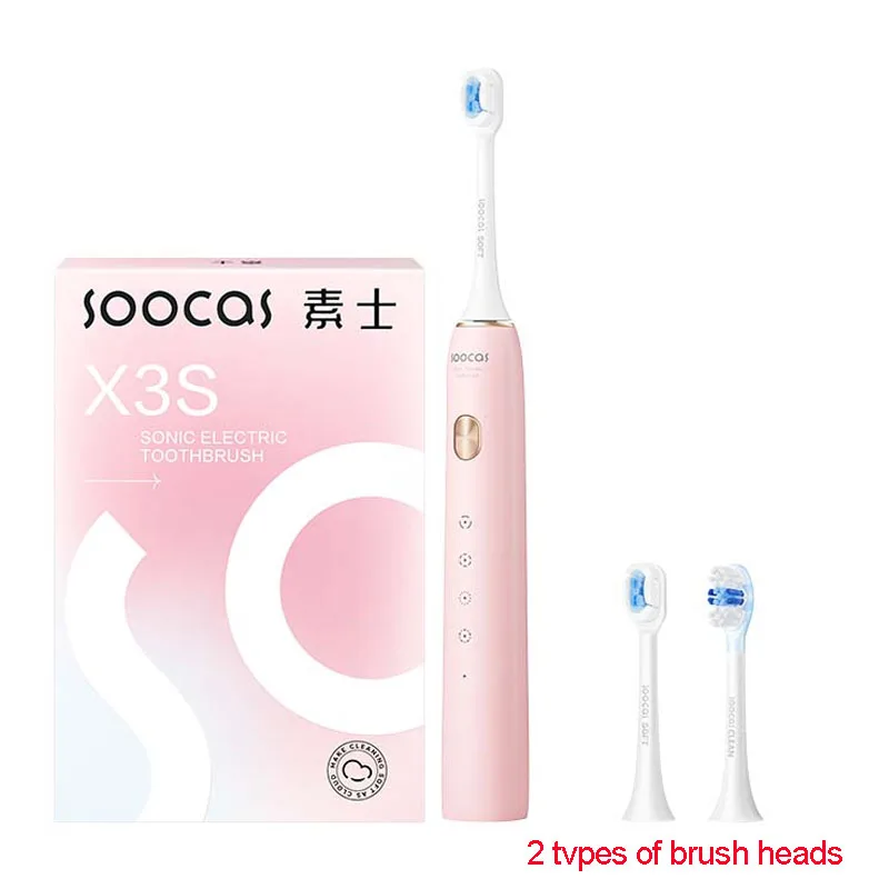 SOOCAS X3S Elektrische Schallzahnbürste, IPX8, wasserdicht, 180 Tage Akkulaufzeit, Ultraschall-Zahnbürste, ultraweiche Borstendüsen: Rosa