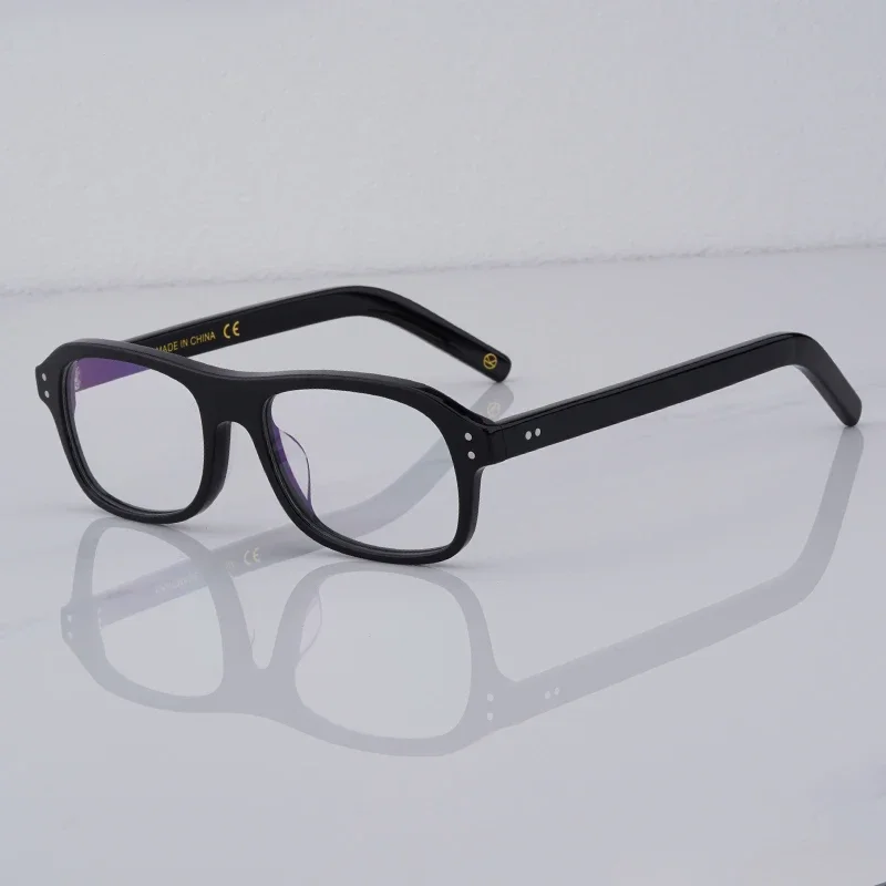 Hochwertiges Kingsman-Brillengestell mit etui, handgefertigte retro-Acetat-Retangle-Brille für Herren, Kingsman-Brille: Grün