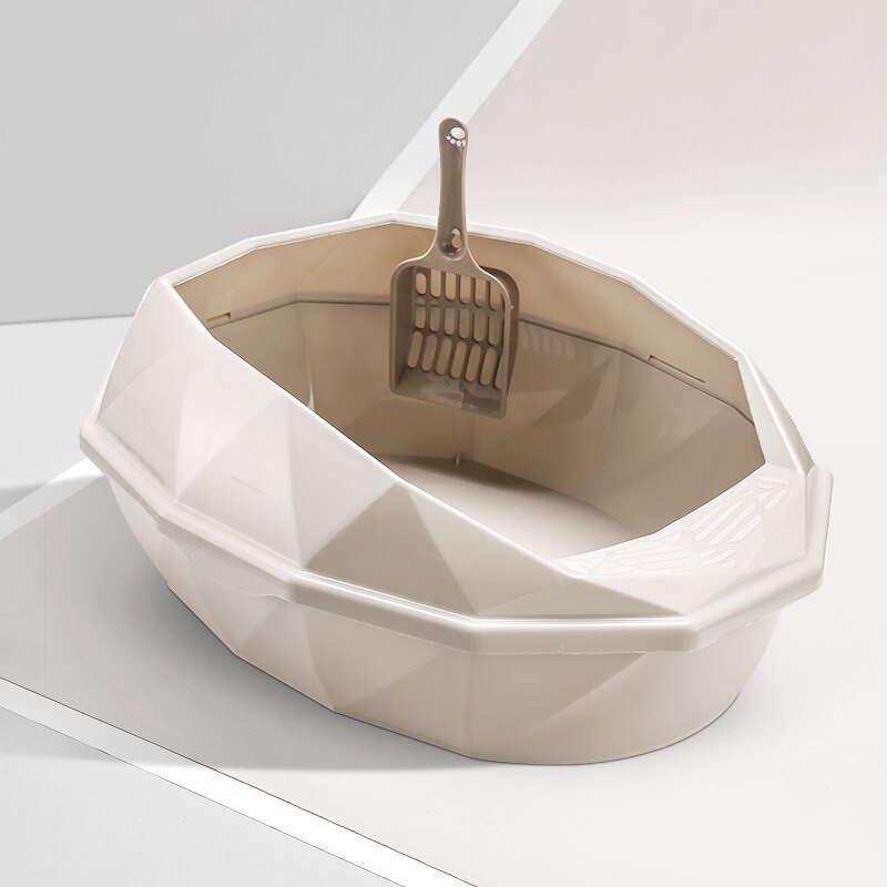 Caja de arena de plástico desmontable para mascotas, sartenes reutilizables antisalpicaduras semicerradas para gatos, suministros de limpieza de inodoro para mascotas: 2