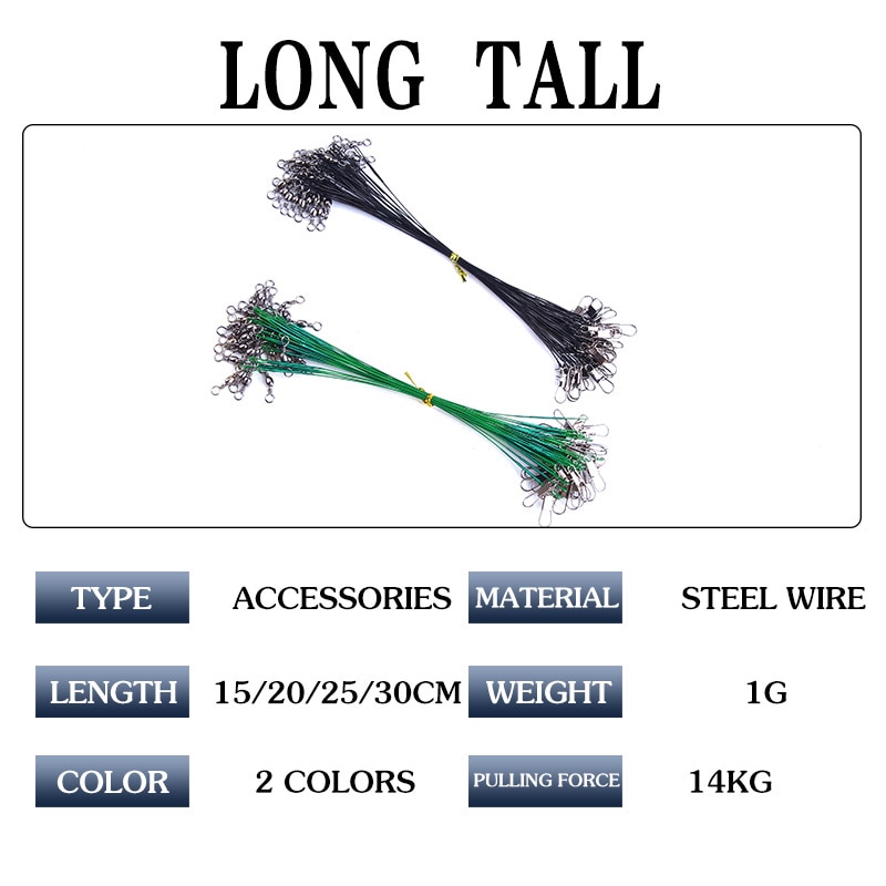 20 Teile/los Anti Biss Stahl Angelschnur Stahl Draht Führer Mit schwenken Angeln Zubehör Blei Ader Leine Angeln Draht 15CM-30CM