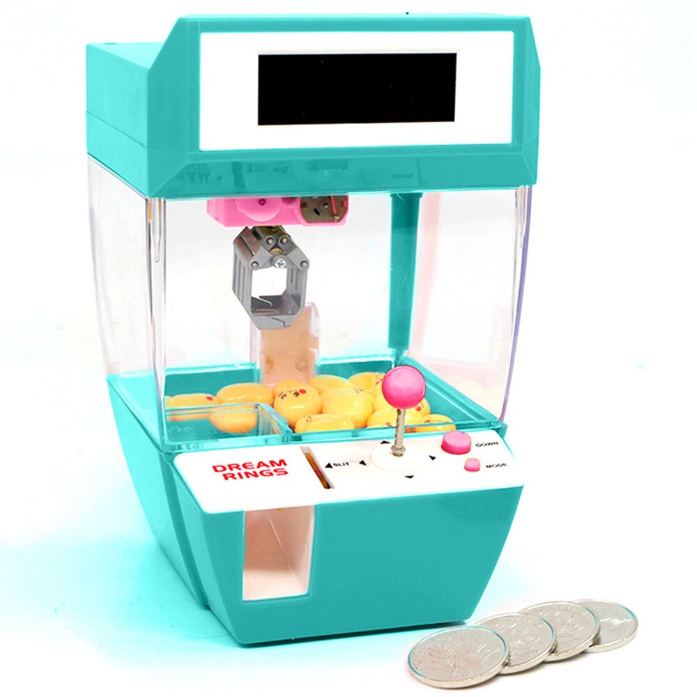 Catcher Alarm Clock Coin Operated Crane Machine Candy Doll Grabber Claw Arcade Machine Automatic Learning Toys Children: Green