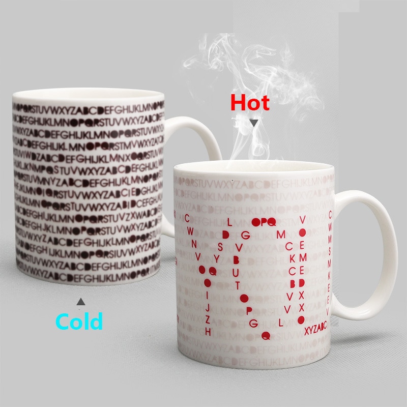 350mL Love Code Magic Mug I LOVE YOU Temperature Changing Cup Heat Sensitive Cup Coffee Tea Milk Mug Novelty