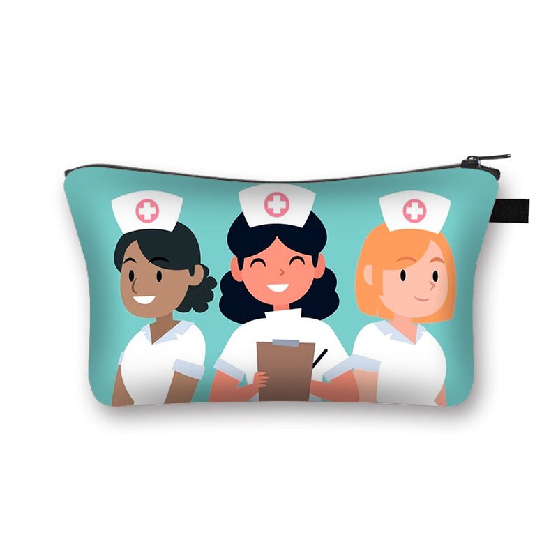 Engel in Weiß Krankenschwester Elektrokardiogramm Druck Damen machen-hoch Tasche Krankenschwester Mädchen Lagerung Tasche Kosmetik fallen: shzbnurse02