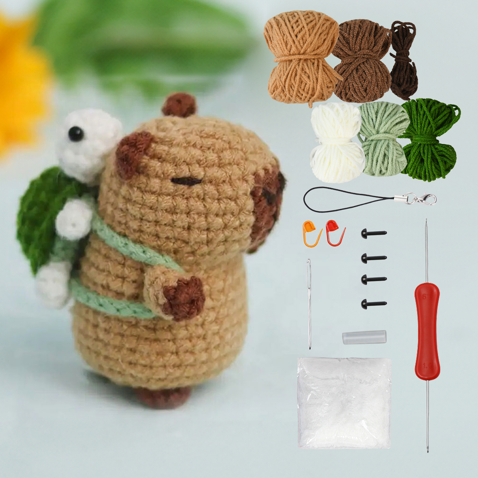 Kit de crochet capibara, lindo kit de ganchillo de animales, de Navidad, kit de ganchillo para principiantes, kit de ganchillo para amantes del manualidades,: Chocolate