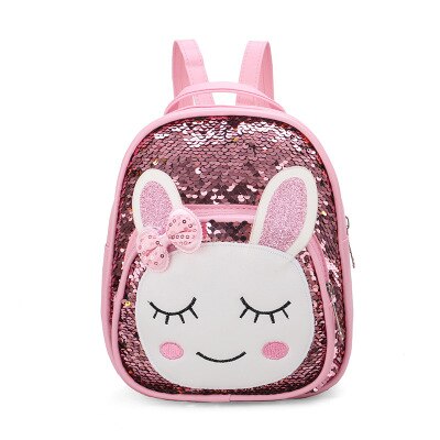 Kid Peuter Meisje Dier Pailletten Rugzak Leuke Konijn Kleuterschool Schooltas Pu Leer Kinderen Dagelijks Rugzak 5 Kleuren: Light Pink
