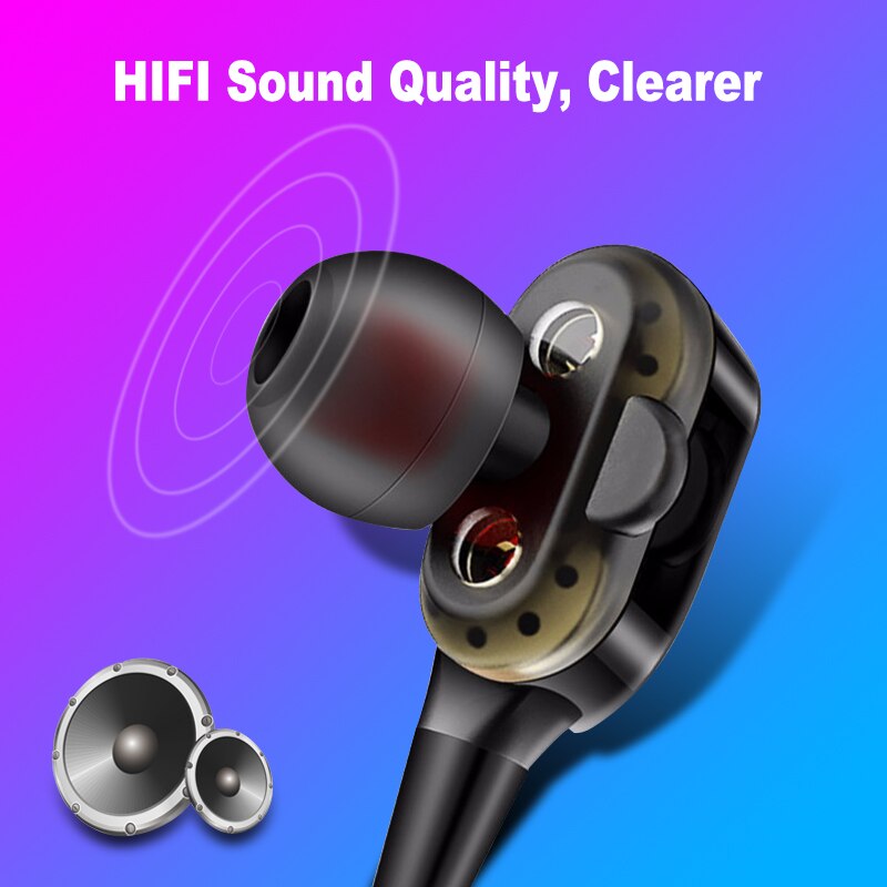 Top Wired Oortelefoon Hoge Bass Dual Drive Stereo In-Ear Oortelefoon 3.5mm Met Microfoon Computer Oordopjes