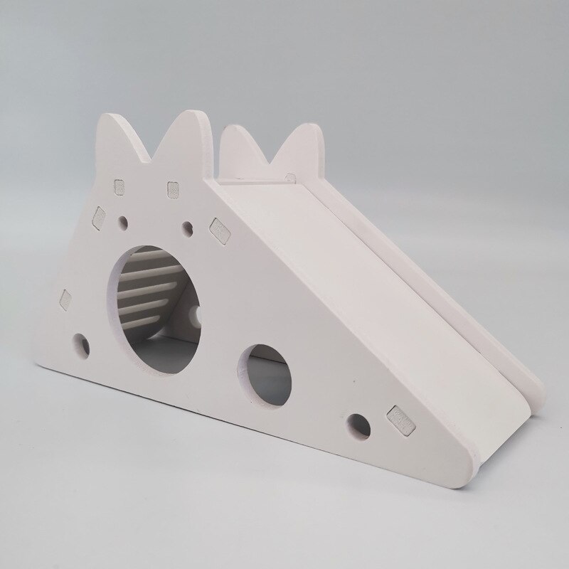 Scivolo per uccelli giocattolo criceto casa a scomparsa accessori per gabbia per pappagalli cavia scivolo in legno con scale giocattolo forniture per piccoli animali domestici: WHITE