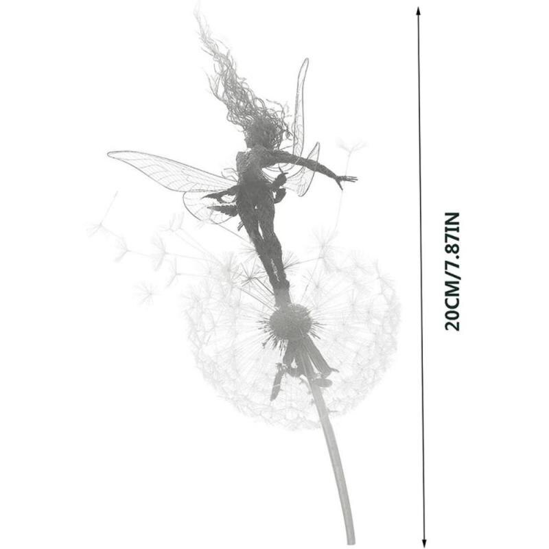 Garden Decoration Dancing Fairy With Dandelion Steel Wire Statue Miniature Sculpture Yard Decor Ornaments Flower Fairy Statue