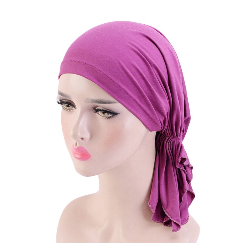 Foulard en bambou et coton pour femmes musulmanes, Bonnet de chimio, accessoires pour cheveux, bandana anticancer, couvre-chef, chapeau de Pirate: 463 Purple