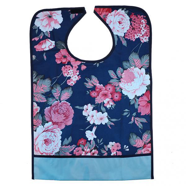 2x Verstelbare Waterdicht Volwassen Bib Doek Protector W/Kruimelvanger Hibiscus