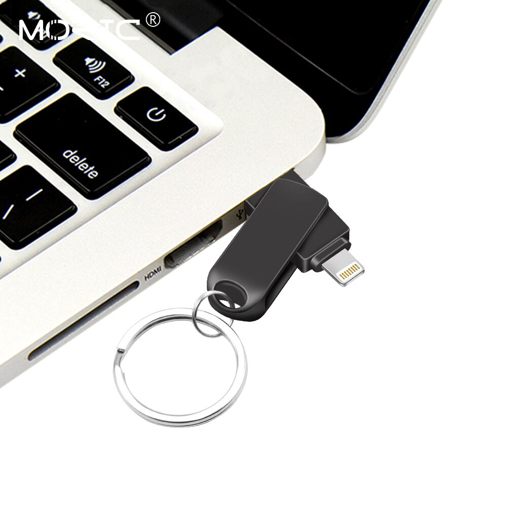 Metal USB Flash Drive 128GB OTG Pen Drive 32GB 64GB USB 2.0 Flash Disk for iphone/ipad/Lightning/ios/USB Memory Stick