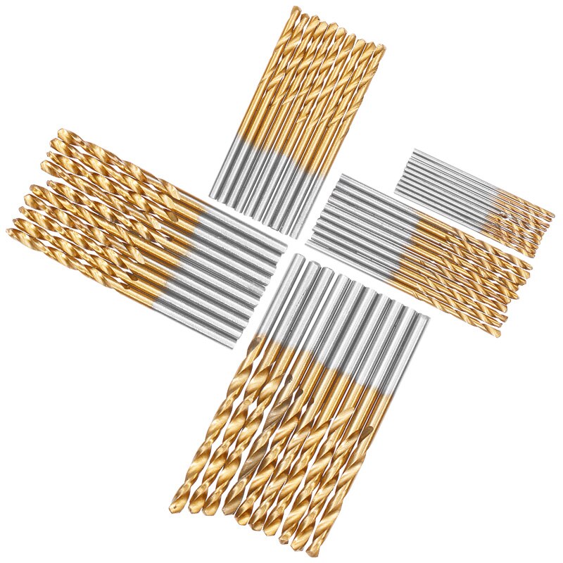 Oauee 50Pcs HSS High Speed Steel Drill Bits Set Titanium Coated Drill Bits Tool Power Tools 1/1.5/2/2.5/3mm
