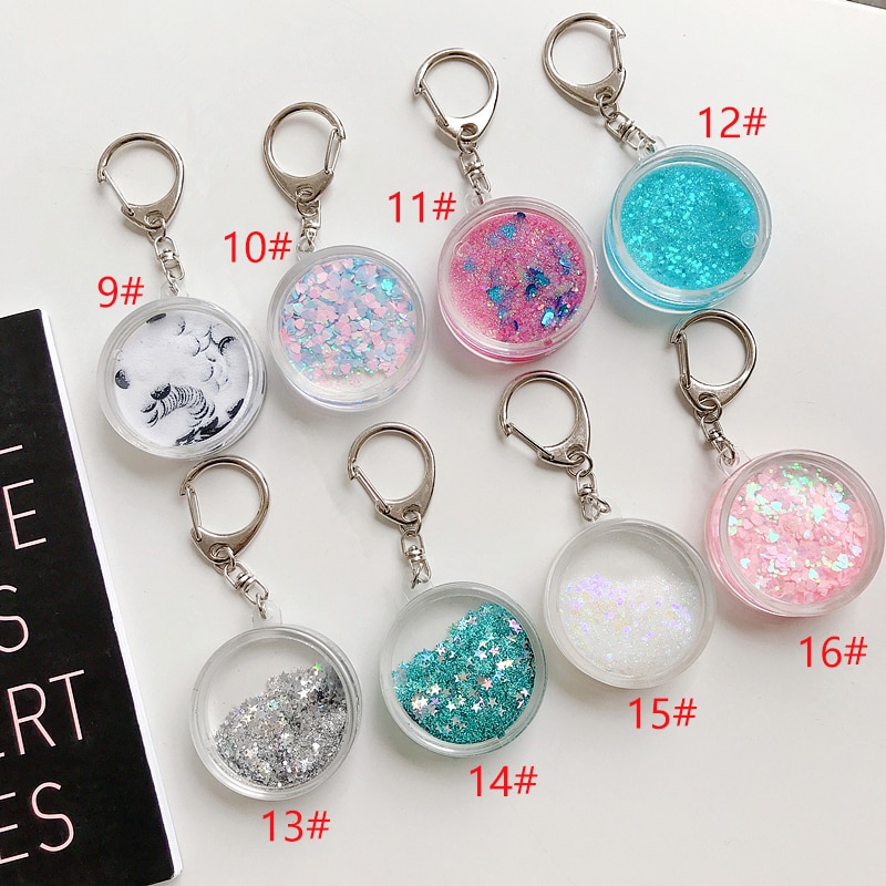 Liquid Keyring Glitter Quicksand Keyring Acrylic Key Fob Backpack Pendant Couples Women Men Boyfriend Friend Keychain