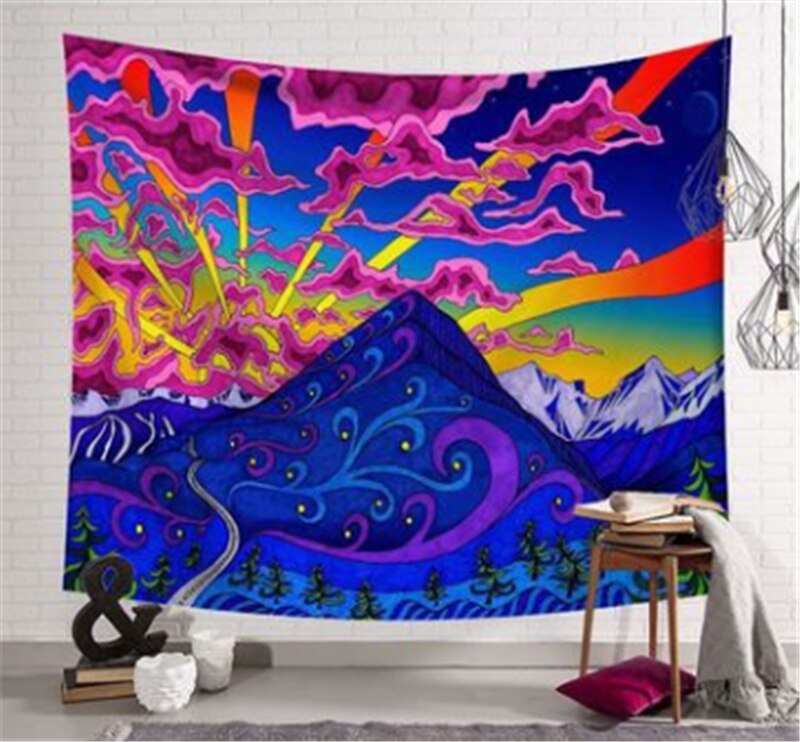 Tapiz de Mandala psicodélico, tapiz Hippie de pared de habitación, manta colgante, arte para decoración del hogar, adornos para el salón: 4