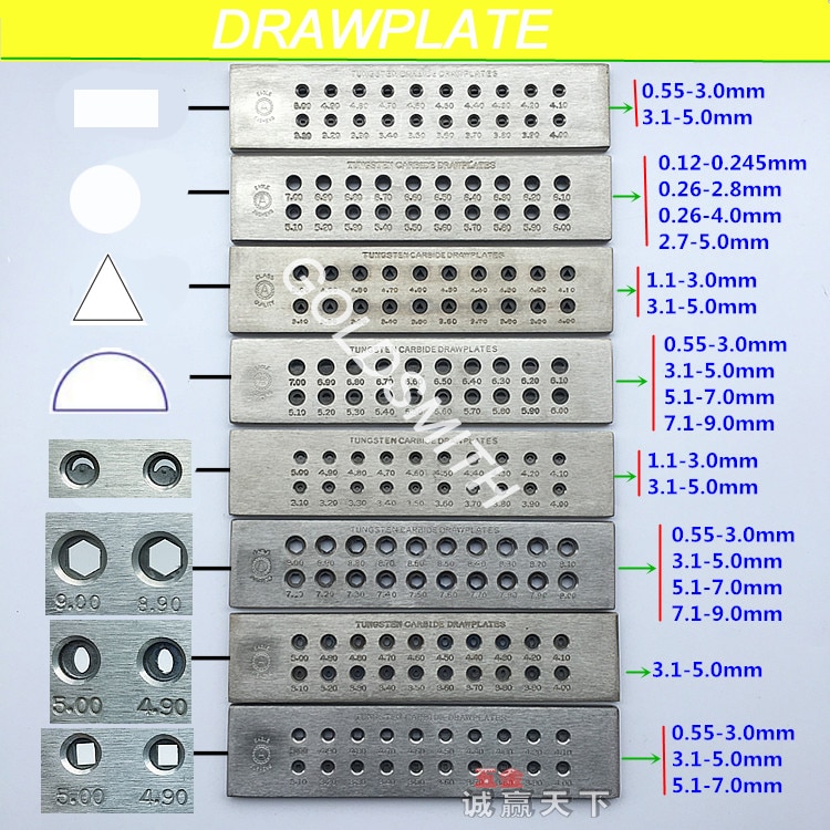 Tungsten Carbide Wire Drawplate for Jewelry Making tools half Round square triangle rectangle Hexagon oval Shape