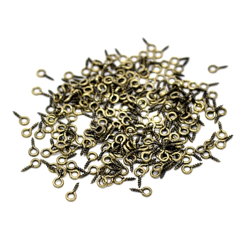 Ganchos con rosca para hacer bisutería, Mini pasadores pequeños de 8x4mm, 500 piezas, ojales, tornillos, cierres dorados, accesorios de joyería: Ancient Bronze / 10x5mm-approx 500pcs