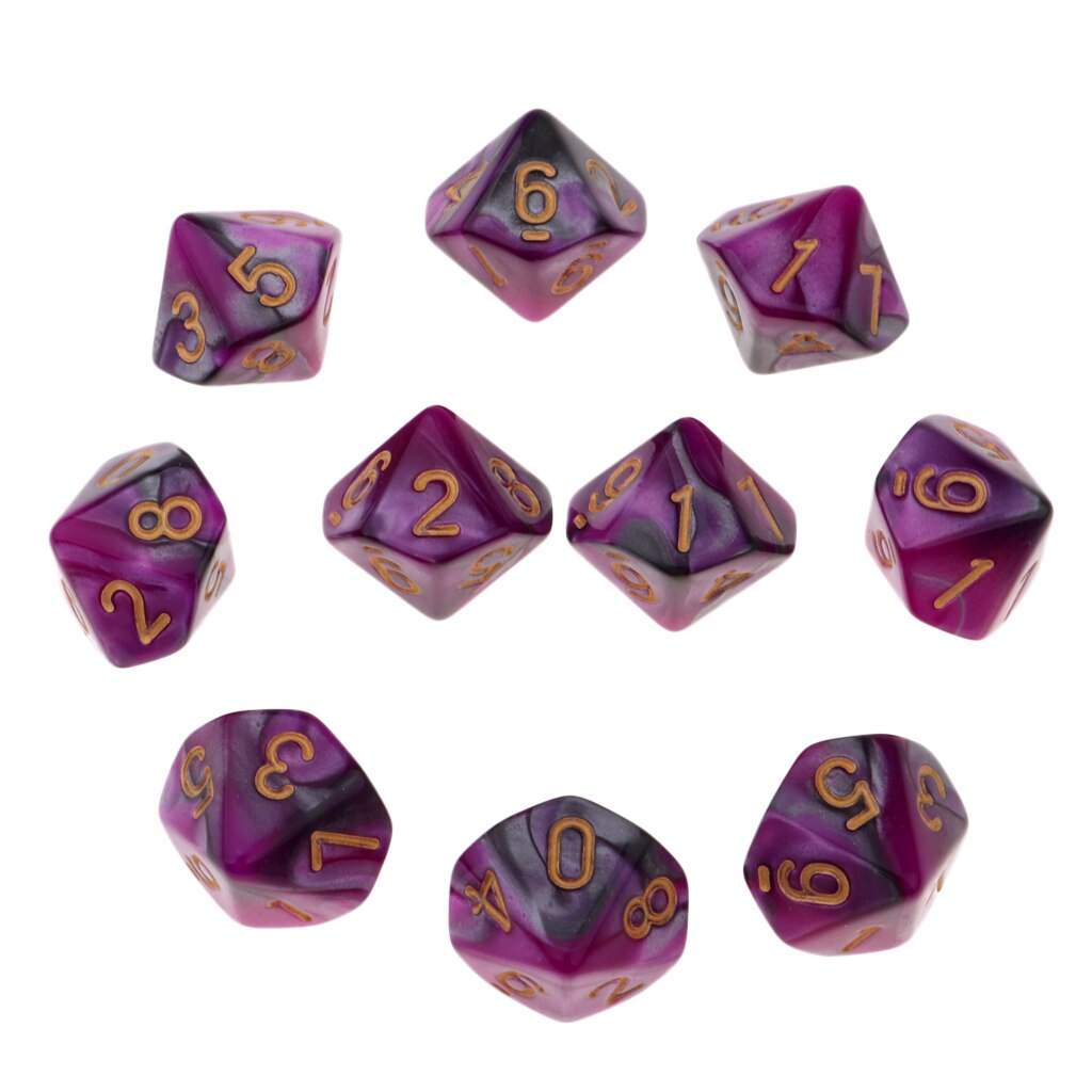 Dés anciens à 10 faces D10 de 16mm pour donjons D &amp; D, jeux de société RPG et fourniture de maths, 10 pièces