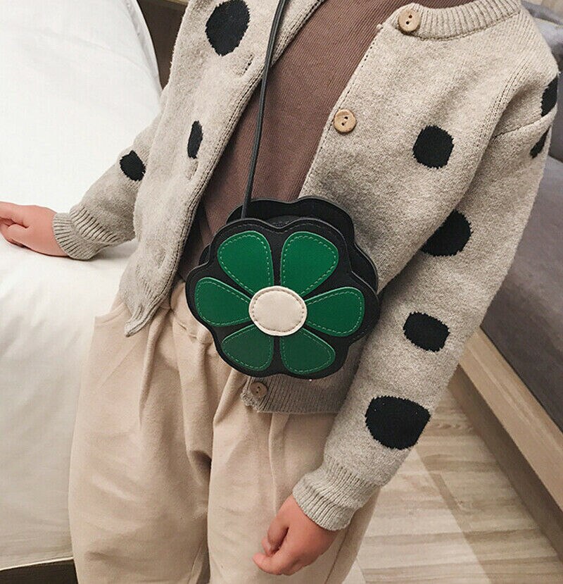 Sommer børn søde håndtasker blomsterformede punge pu læder skulder crossbody taske til børn småbørn piger