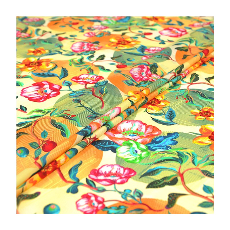 Natural silk double joe fabric cloth per meter 16mm 135 cm wide anti-wrinkle printed clothing shirt dress fabric express