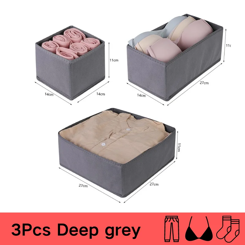 Drawer Underwear Storage Box Foldable Non-woven Storage Box Six-piece Set Underwear Bra Socks Drawer Storage Finishing Boxes: Burgundy