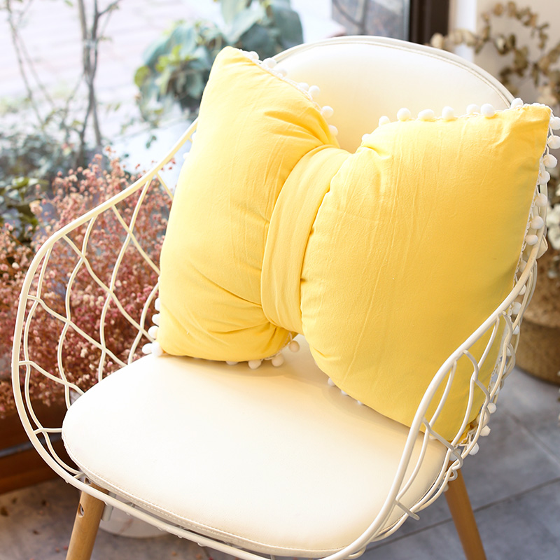 Boog Kussen Voor Stoel Home Decor Roze Grijs Cartoon Getuft Kussen Rugleuning Kussen Studenten Kinderen Meisjes Bureaustoel Kussen