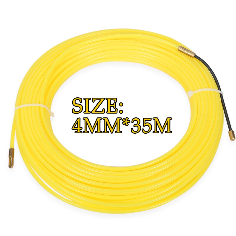 4mm 5-40M Tape Puller Extractor Guide Device Yellow Nylon Wall Wire Lead Wire Puller Cable Electrician Spring Puller Lead: 35M