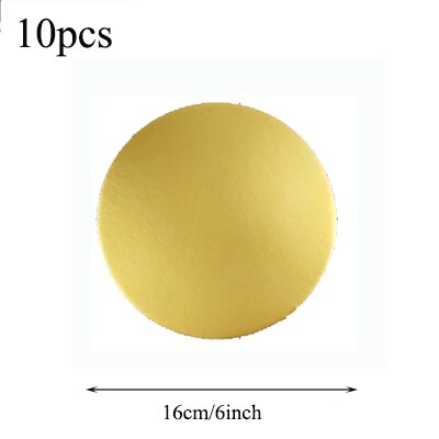 10pcs Cake Base Plate Board Round Cake Circle Cardboard Cake Drums Turntable Tiramisu, Mousse Cake, Cheesecake, Snack: 16cm Gold