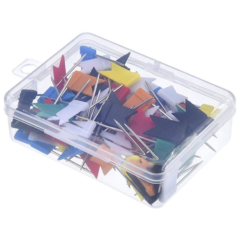 100 pièces carte drapeau punaises punaises, assorties 7 couleurs