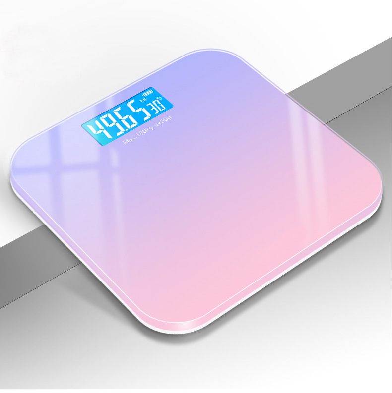 Digital Bathroom Scale 7 Styles Intelligent LCD Display High-Strength Weighing Scales with Temperature Feature Weight management: PURPLE