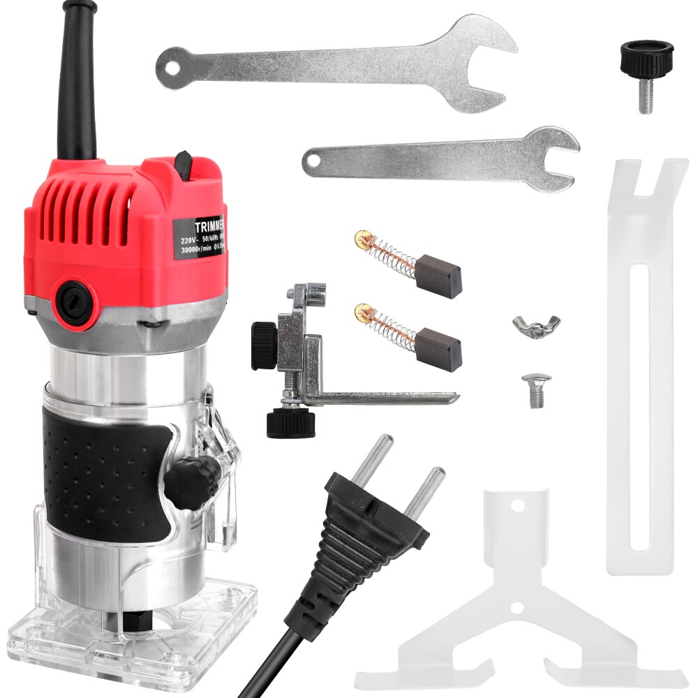 800W Trim Router 30000r/Min Met Transparante Basis Edge Gids Hout Laminaat Elektrische Trimmer Router Snoer Voor Woodworktrimming: EU Plug Type2