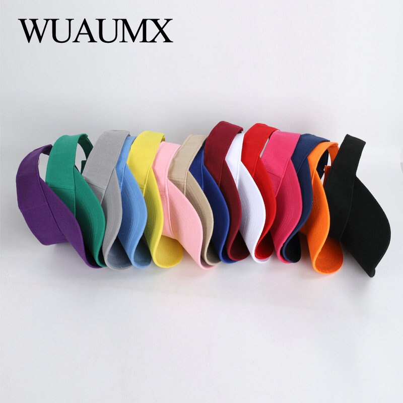 Wuaumx unisex kesä tyhjä silinteri lippalakki miesten naisten juoksu tennis golf visiiri hattu kiinteä snapback lippis 15 väriä