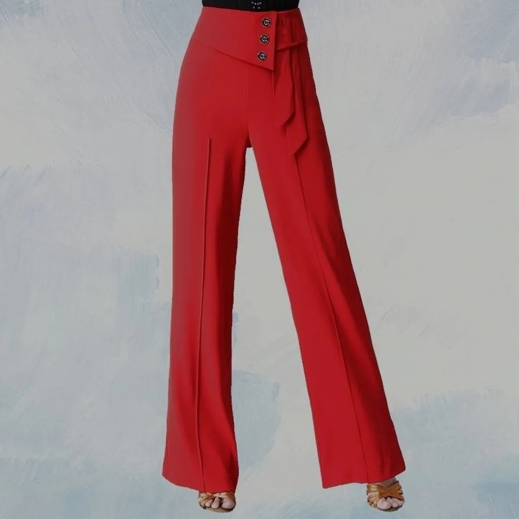 Frühling Sommer Frauen weites Bein Hosen Latin Tanzhose weibliche feste Tanzhose Damen hohe Taille lässige lose Hose