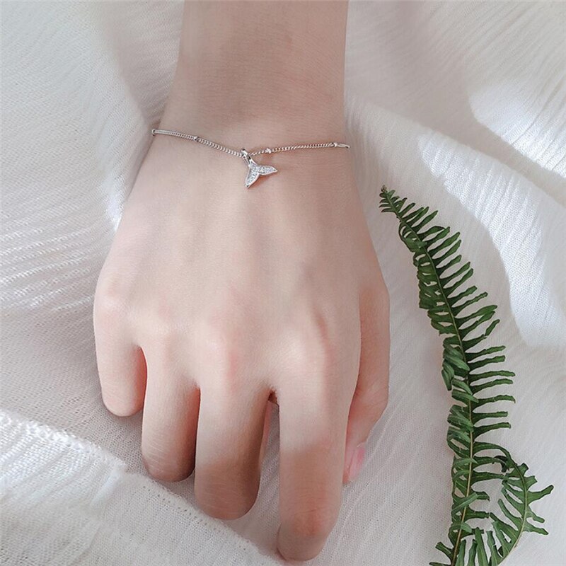 Queue de sirène en argent Sterling 925 pour femmes, Bracelets simples, créatifs, frais, tempérament féminin, tendance, redimensionnables, SBR019