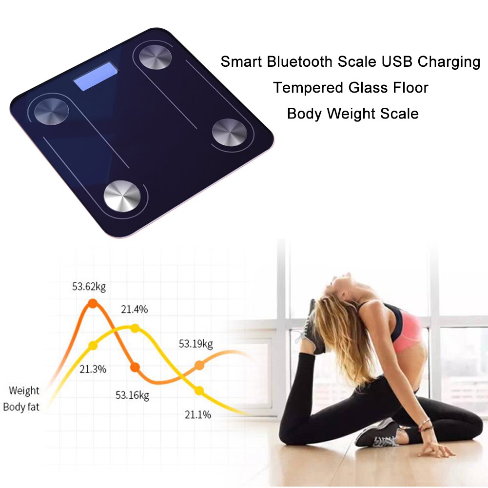 Smart Bluetooth Scale Floor Body Weight Scale USB Charging Tempered Glass Body Fat BMI Weighing Scales