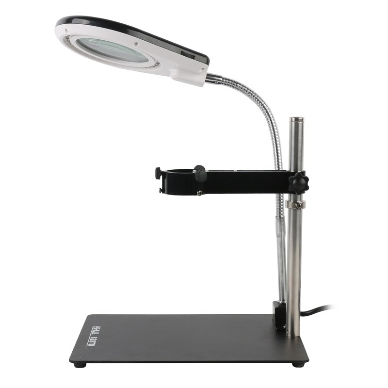 3 in 1 Metal Video Microscope Camera Table Stand Holder + LED Illumination Lamp 8X Magnifying Glass + Magnetic PCB Fixture Clamp