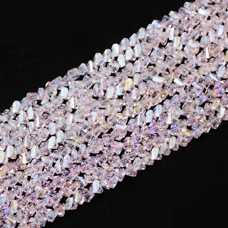 Cuentas de cristal austriaco triangulares de tetraedro, cuentas sueltas de vidrio para fabricación de pulseras de joyería, accesorios de bricolaje, , 6mm, 90 piezas: Plata