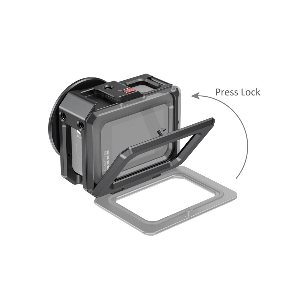 Petite Cage vlog pour GoPro HERO 8 Cage de caméra de tir vidéo noire avec adaptateur de filtre 52mm + support de chaussure froide-2505