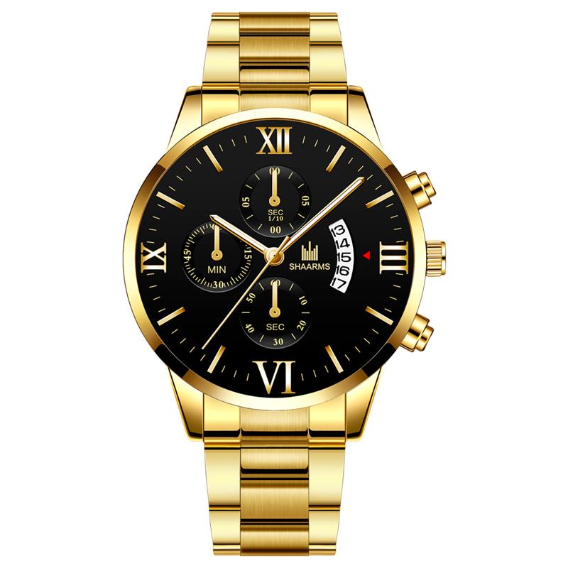 Herreur luksus quartz ur forretningsur blå urskive datour herreur rustfrit stål rem herrearmbåndsur ur: Andet