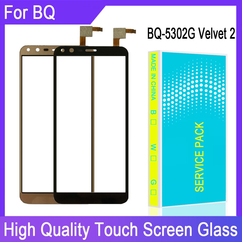 Vetro touch screen da 5,34 pollici per BQ BQ-5302G Velluto 2 BQ-5302 BQ 5302G Touch Screen Digitalizzatore di vetro di ricambio del sensore