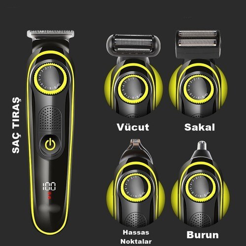 Yopigo Yp 6171 Hair & Beard Styling Scheren Machine Mannelijke Zorg Set 5 In 1 Ultieme