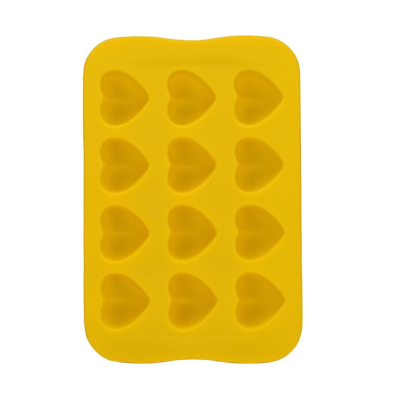 Ice Cube Tray Food Grade Silicone Mold Chocolate Mould 12 Grids Soft Ice Maker Jelly Pudding Mould Ice Cube Maker: Yellow-B