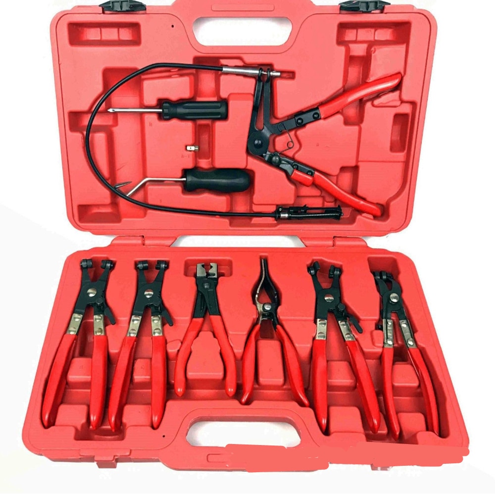 9pcs Hose Clamp Plier Set Automotive Tools Bendable throat tube bundle pliers Kit Auto Hand Tool Reach Wire Plier Car Repair